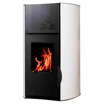 HIDROESTUFA DE PELLET DE 18 KW DE POTENCIA, AUTONOMÍA 5-15 HORAS, SUPERFICIE 150 M2 Y CONSUMO 1-3 Kg/h COLOR BLANCO CON CRISTAL